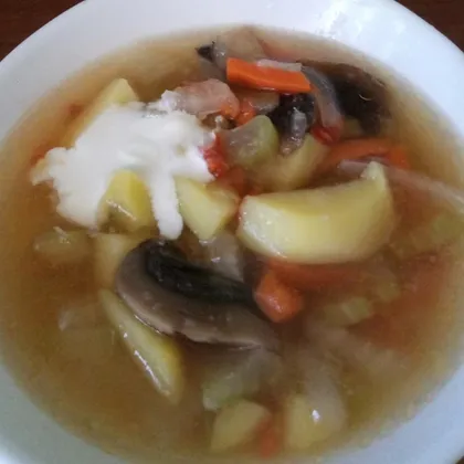 Овощной суп с грибами