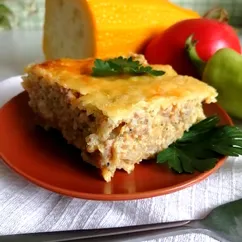 Кабачковая запеканка с фаршем и рисом