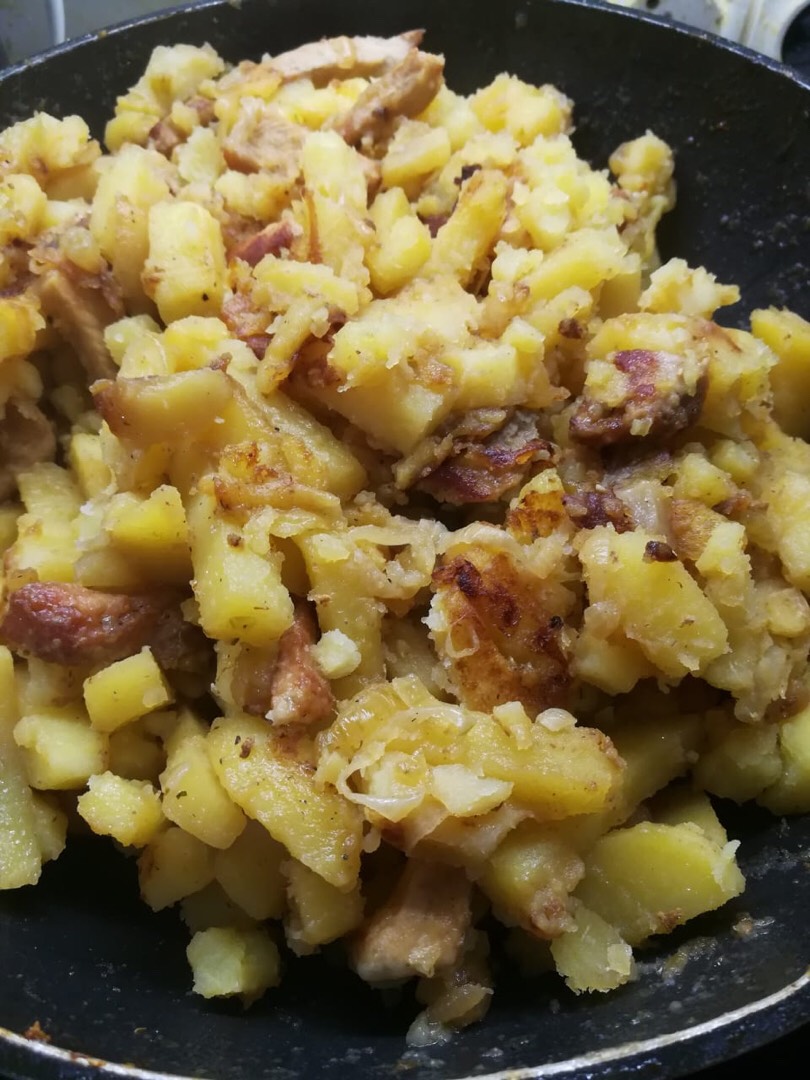 Жареная картошка со свининой