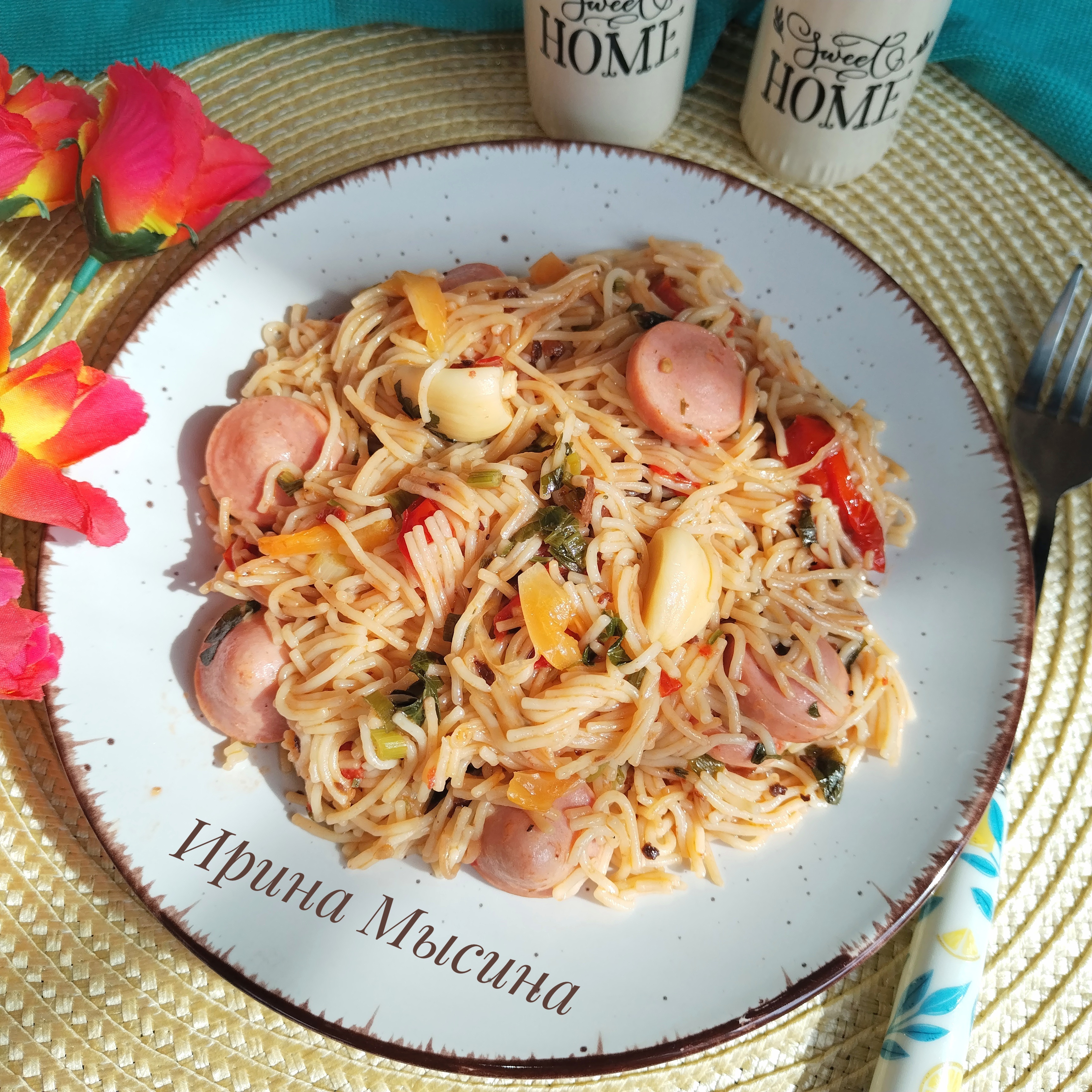 Жареная вермишель с овощами а-ля плов