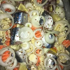 Скумбрия с овощами в духовке🐟