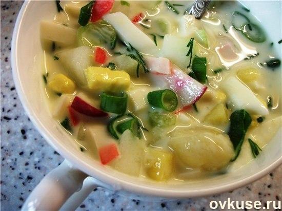 Окрошка с крабовым мясом