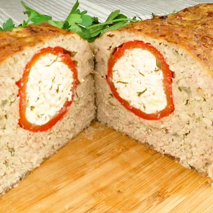 Мясной хлебец с болгарским перцем и брынзой | Meat loaf with bulgarian pepper and sheep cheese