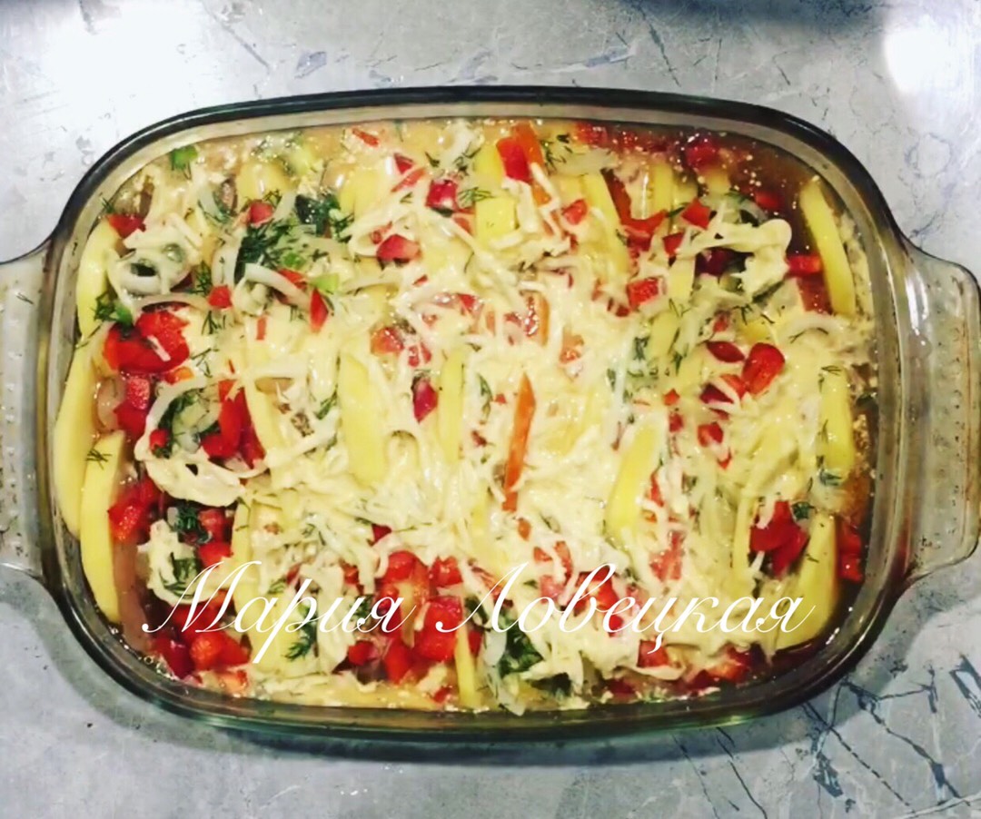 Овощи с курицей запечённые в духовке