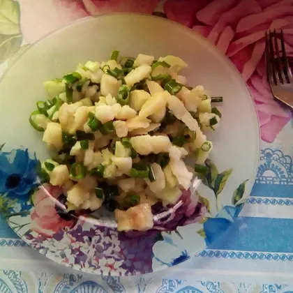 Картофельный салат с зелёным луком и  огурцом #кулинарныймарафон