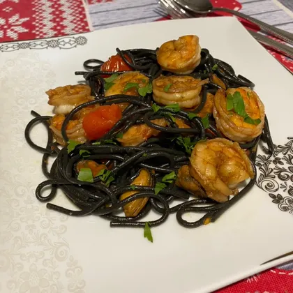 Спагетти нори с морепродуктами