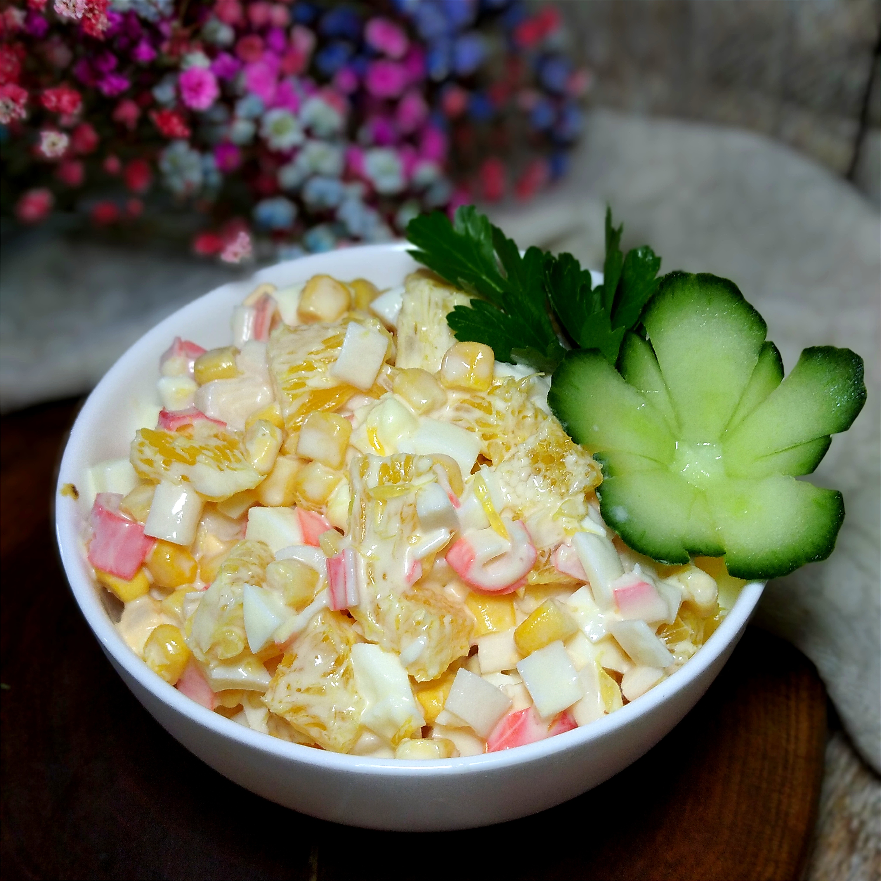 Салат "Крабовый" с апельсинами. Салат с апельсинами на новогодний стол