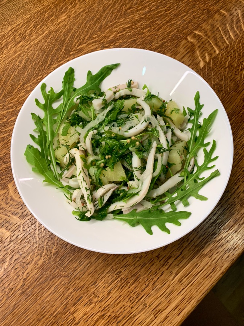 ПП ужин - Салат с кальмаром, зеленью и картофелем