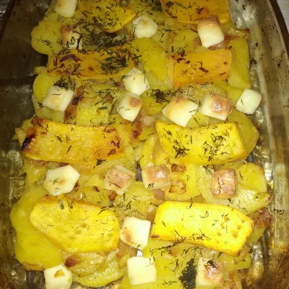 Картошка с салом и чесноком, запеченная в духовке - рецепт автора Людмила Попова