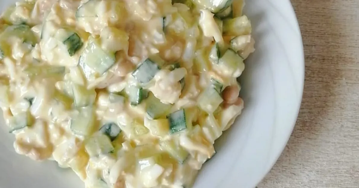 Салат из яиц, огурцов и фасоли 120 ккал рецепт с фото пошаговый от VcusnieRecepti🧑‍🍳👩‍🍳 - Овкусе.ру