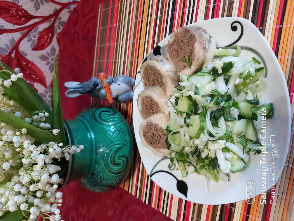 Куриный рулет с печенью