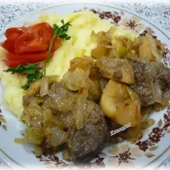 Куриная  печень с яблоками #спас