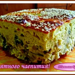 Вкусный и пышный пирог с капустой и зелёным луком