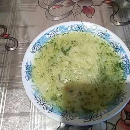 Суп с домашней лапшой на бульоне из домашней индейки