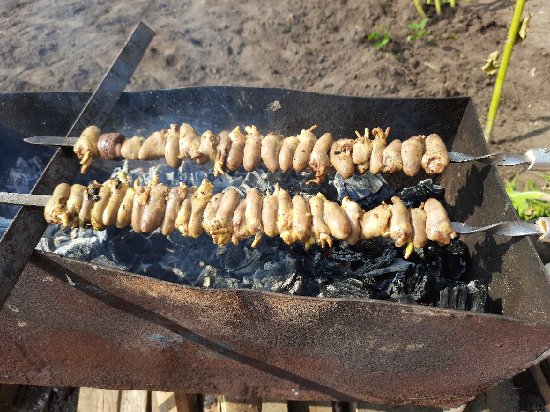 Шашлык из Куриных сердечек на мангале в сочном маринаде