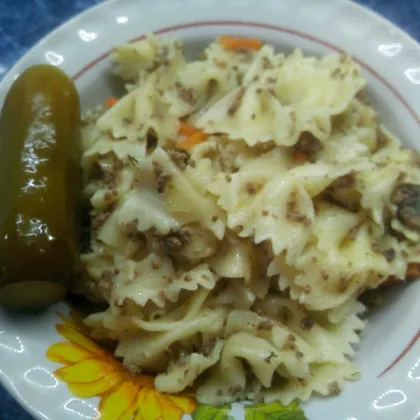 Макароны по-флотски с печенью