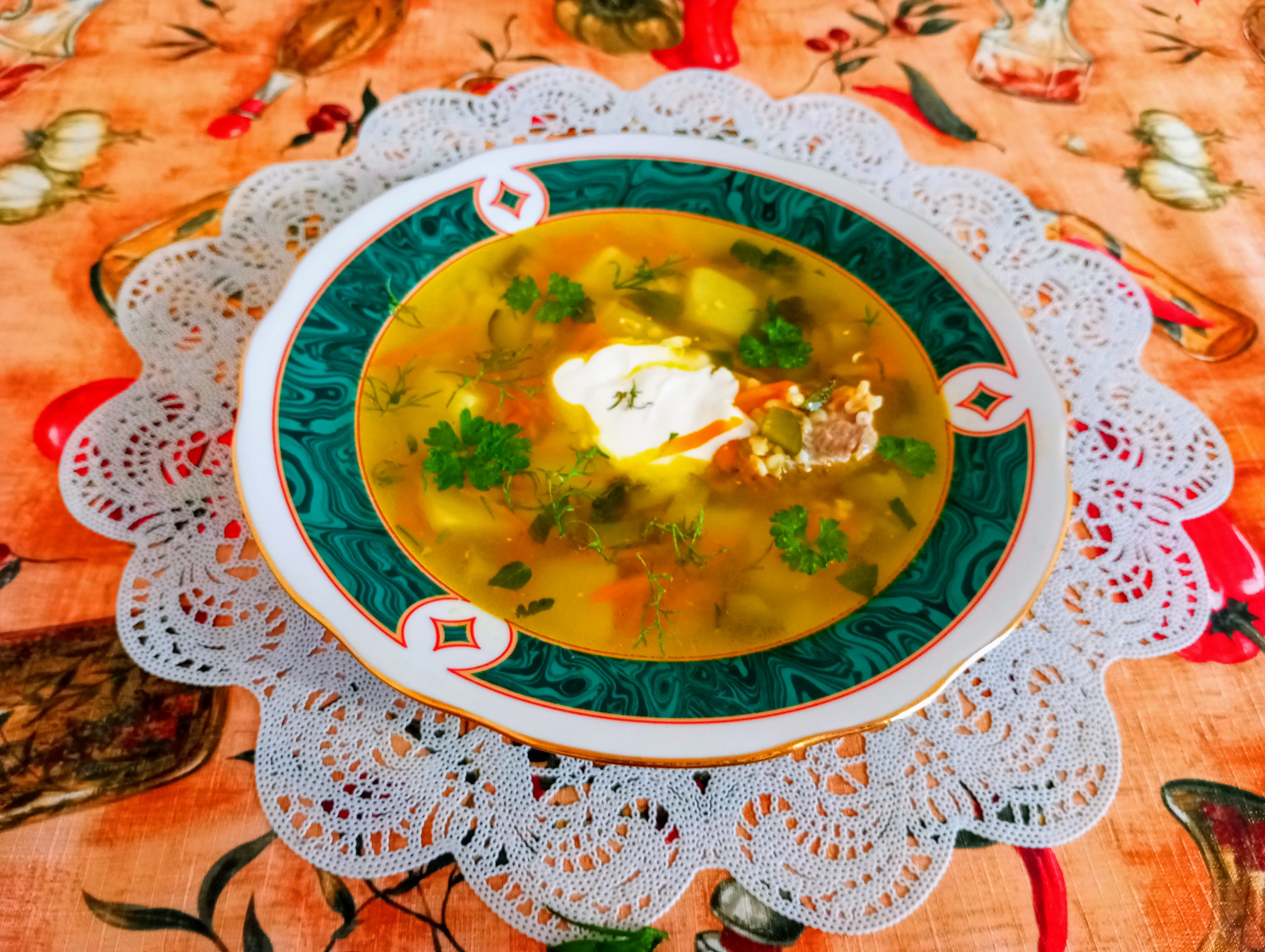 Рассольник с булгуром
