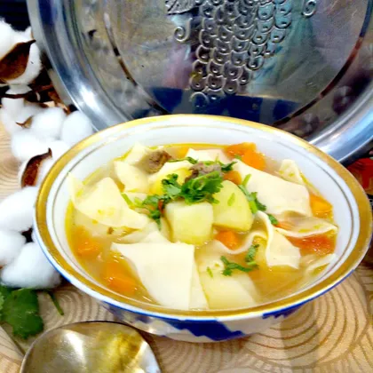 Манчиза-узбекский "жареный" суп с кусочками теста