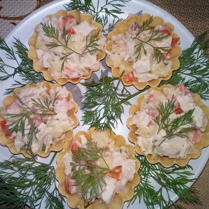 Пикантные тарталетки с ананасом 🍍 и курицей🐔