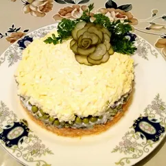 Салат с куриными сердечками