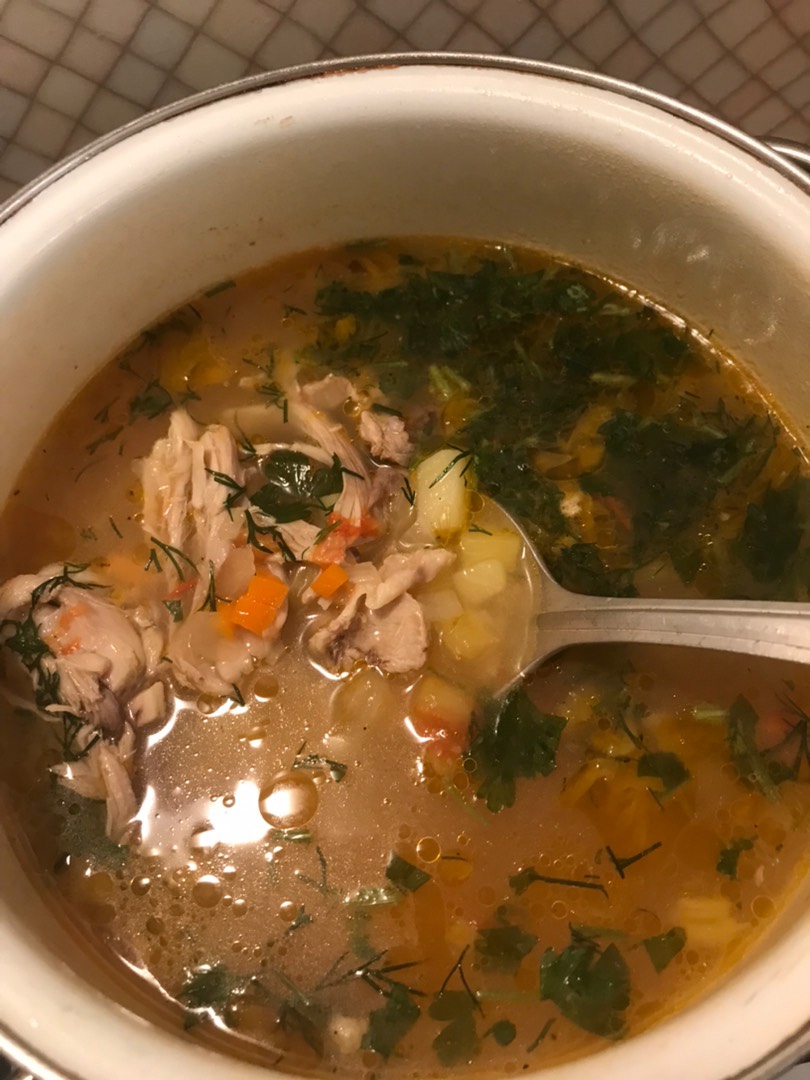 Куриный суп с белой фасолью
