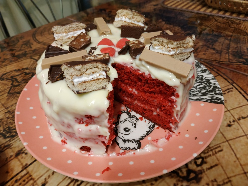 Красный бархат с низкокалорийным кремом 🍰