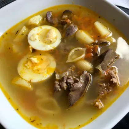 Суп с потрохами и вареными яйцами