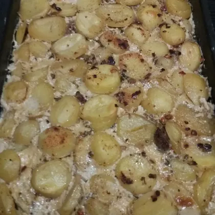 Куриная печень с картофелем в духовке