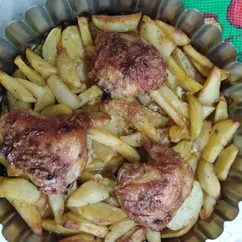 Картофель с куриными бёдрами в духовке 😍😘😍😘