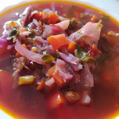 Суп из краснокочанной капусты без картофеля (веганский)
