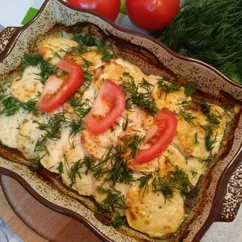 Кабачки с помидорами и куриной грудкой в духовке!