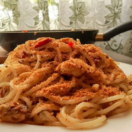 Спагетти с сардинами и перцем чили
