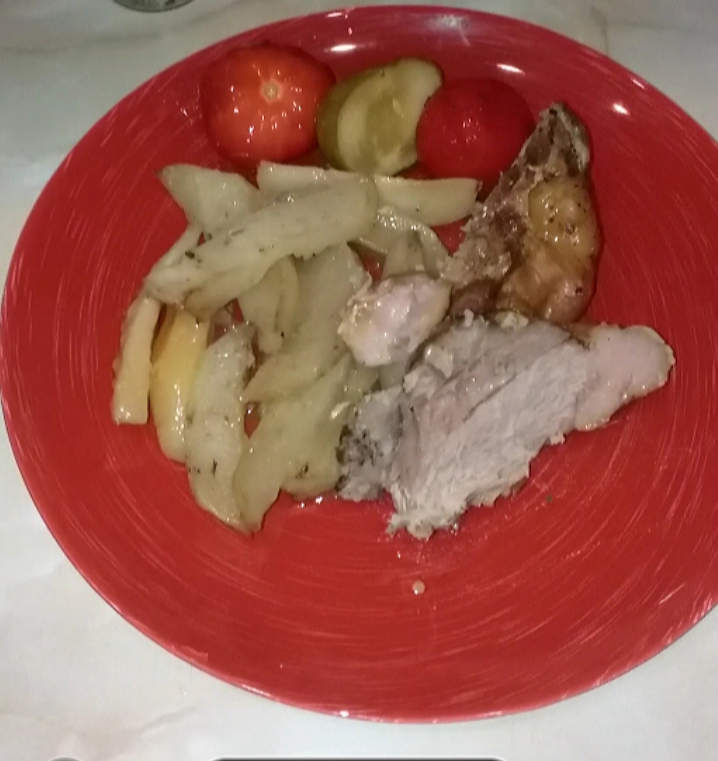 Запеченное мясо с картофелем