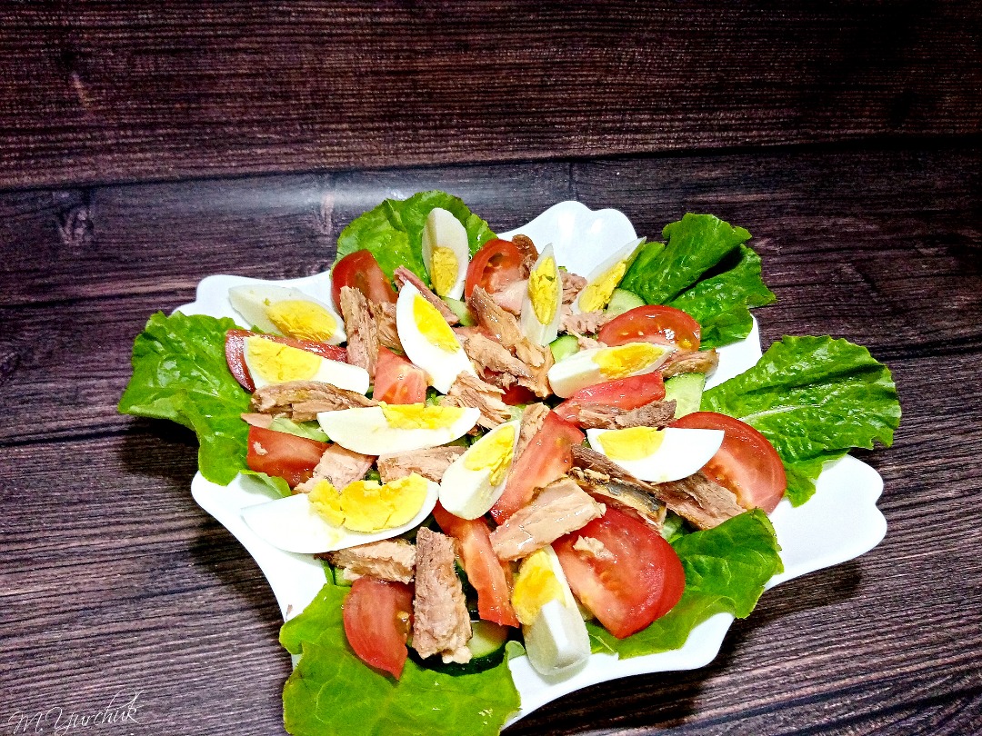 Салат с консервированным тунцом и яйцом - пошаговый рецепт с фото на l2luna.ru