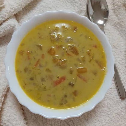 Суп с чечевицей, тыквой и кокосовыми сливками (веганский)