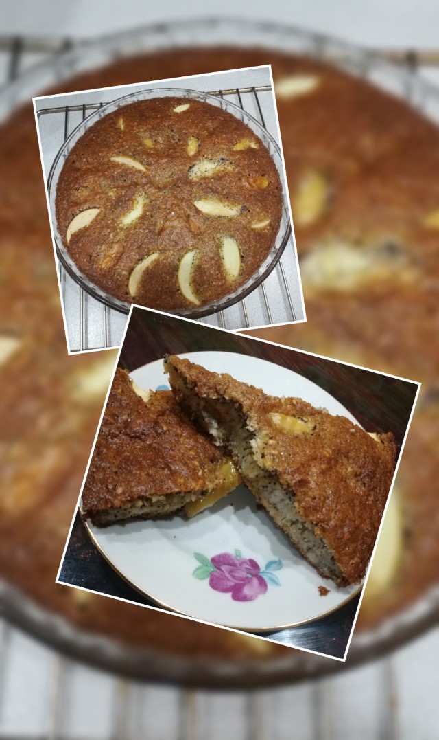 Яблочная шарлотка с маком и кунжутом
