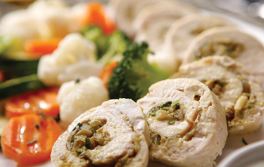 Куриные рулеты с паровыми овощами