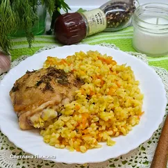 Булгур с курицей в сливочном соусе