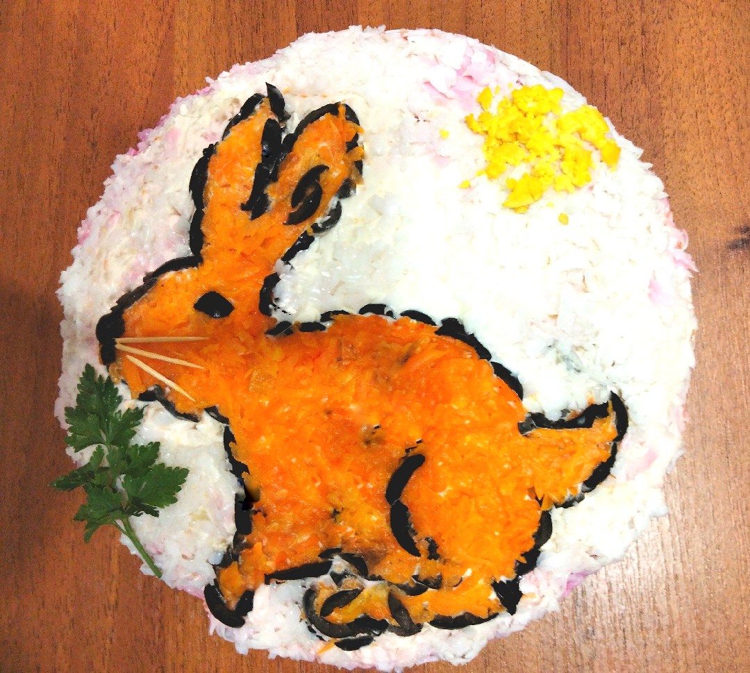 ''Кролик '' новогодний салат символ года 2023