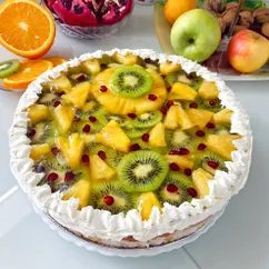 Бисквитный торт с йогуртом и желе 🥝🍍🥝🍍🥝🍍🥝🍍🥝🍍🥝🍍