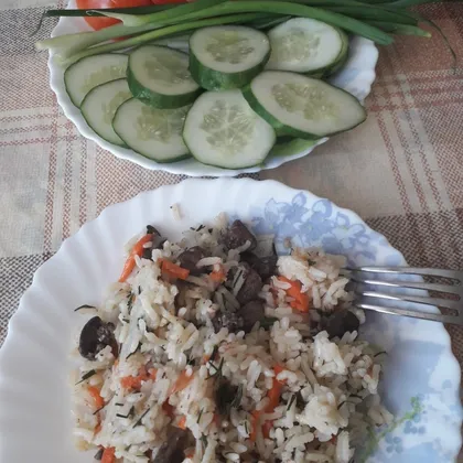 Плов с куриной печенью