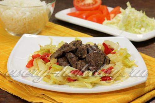 Куриная печенка с луком