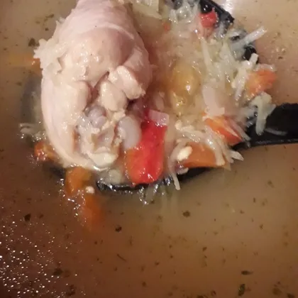 Сырный суп с овощами и курицей