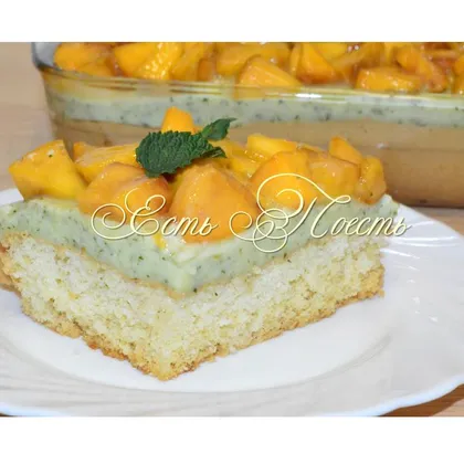 Персиковый пирог с мятно-лимонным пудингом