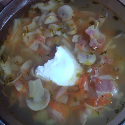 Грибной суп с беконом