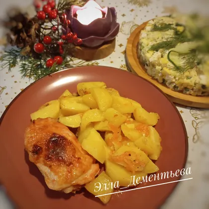 Картофель с курицей в духовке