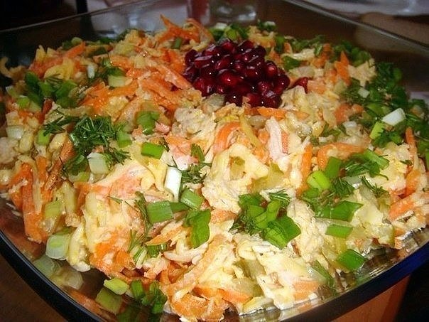 Салат из куриной печени со свининой