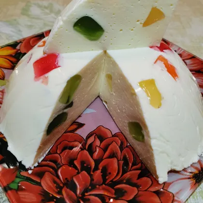 Творожно-молочный торт-желе с мармеладом