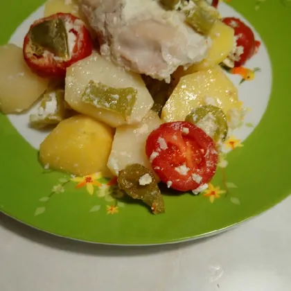 Курица с овощами в кефире