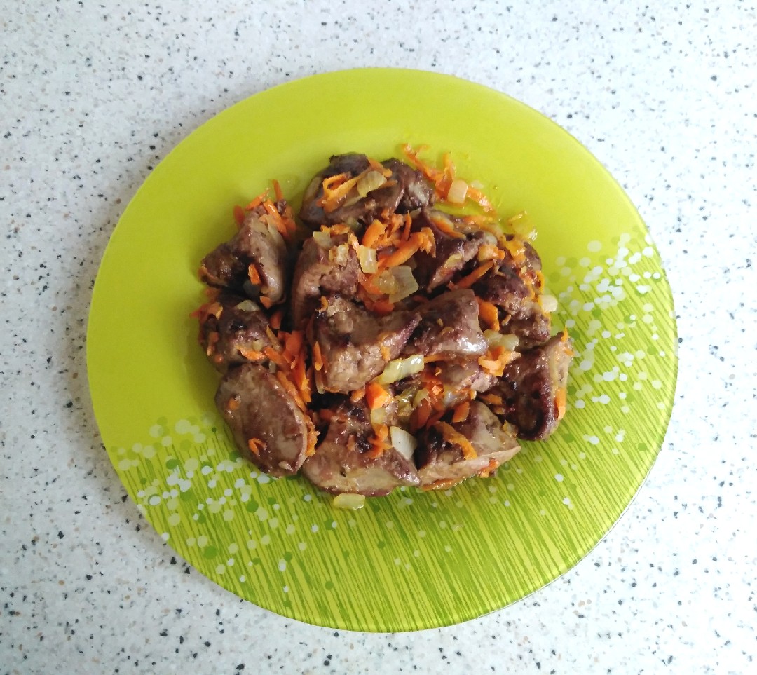 Жареная куриная печень с луком и морковью , пошаговый рецепт с фото на ккал